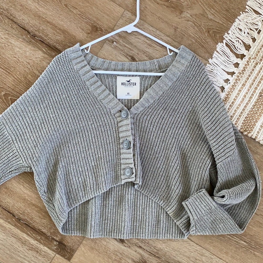 Grey Cropped Cardigan